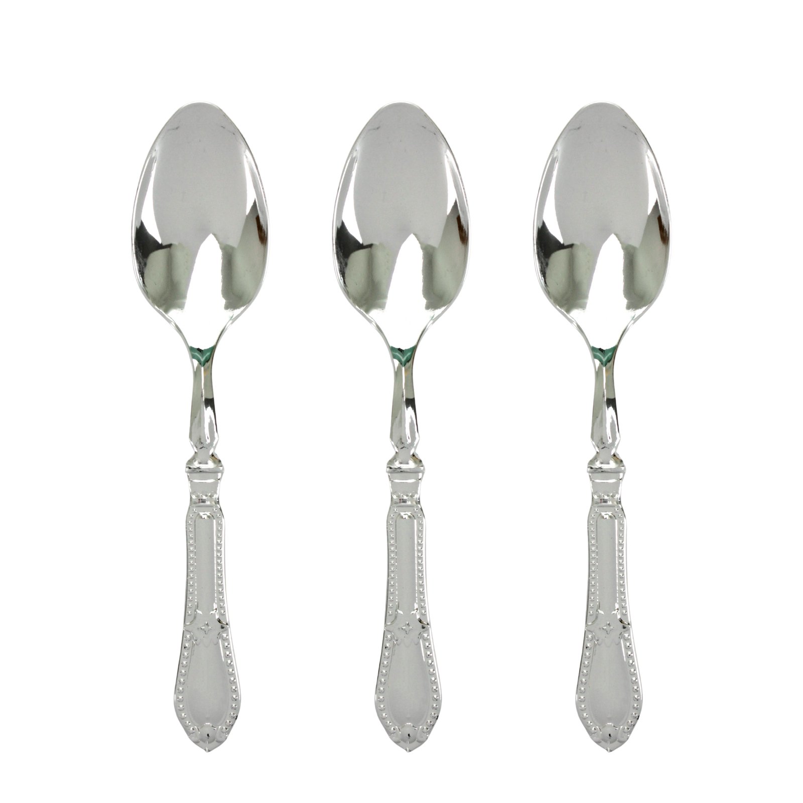 Vintage Silver Reusable Plastic Spoons (Pack of 12)
