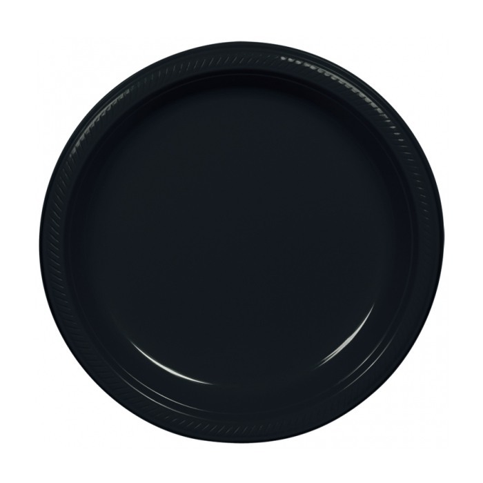 Black Small Plastic Plates (Pack of 20)