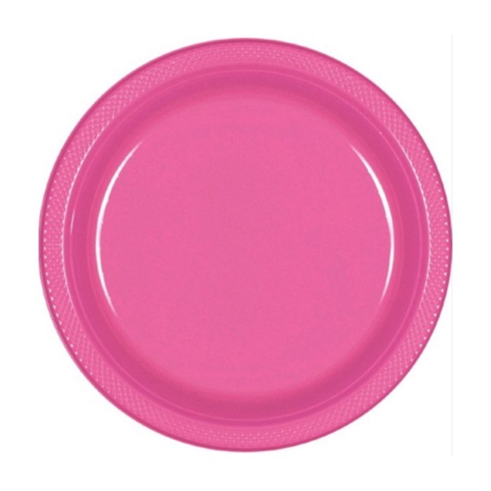 Hot Pink Small Plastic Plates (Pack of 20)