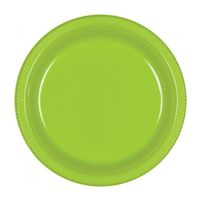 Lime Green Small Plastic Plates (Pack of 20)