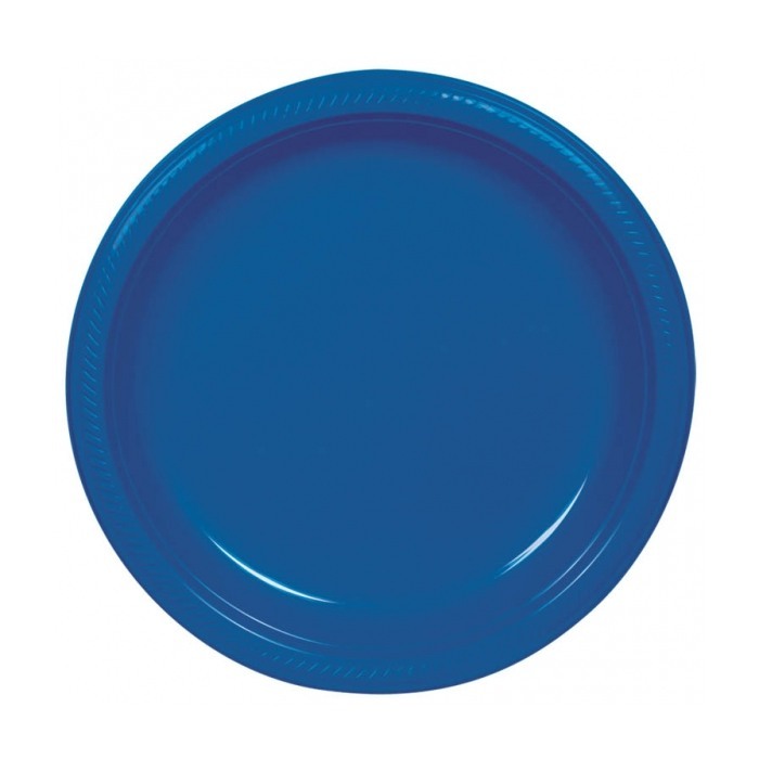 Marine Blue Small Plastic Plates (Pack of 20)