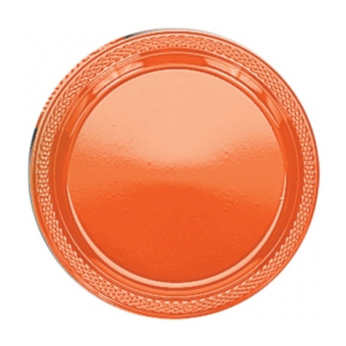 Orange Small Plastic Plates (Pack of 20)