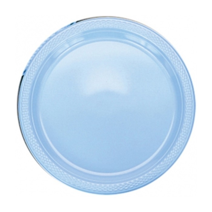 Powder Blue Small Plastic Plates (Pack of 20)