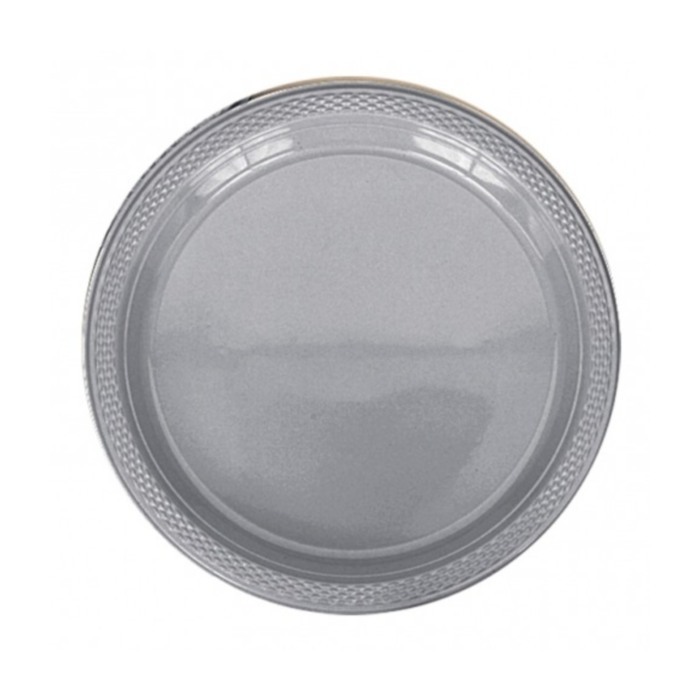 Silver Small Plastic Plates (Pack of 20)
