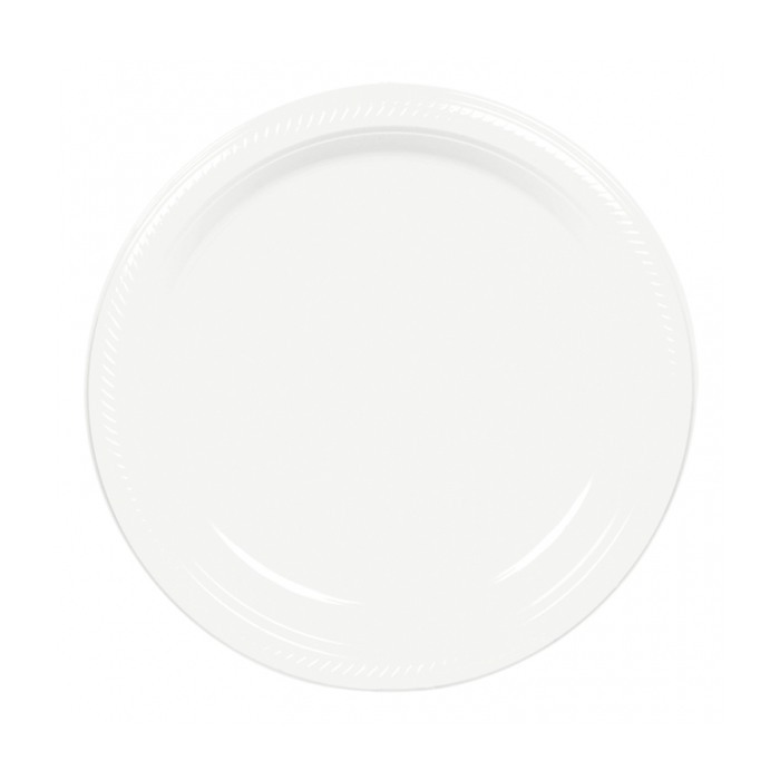 White Small Plastic Plates (Pack of 20)