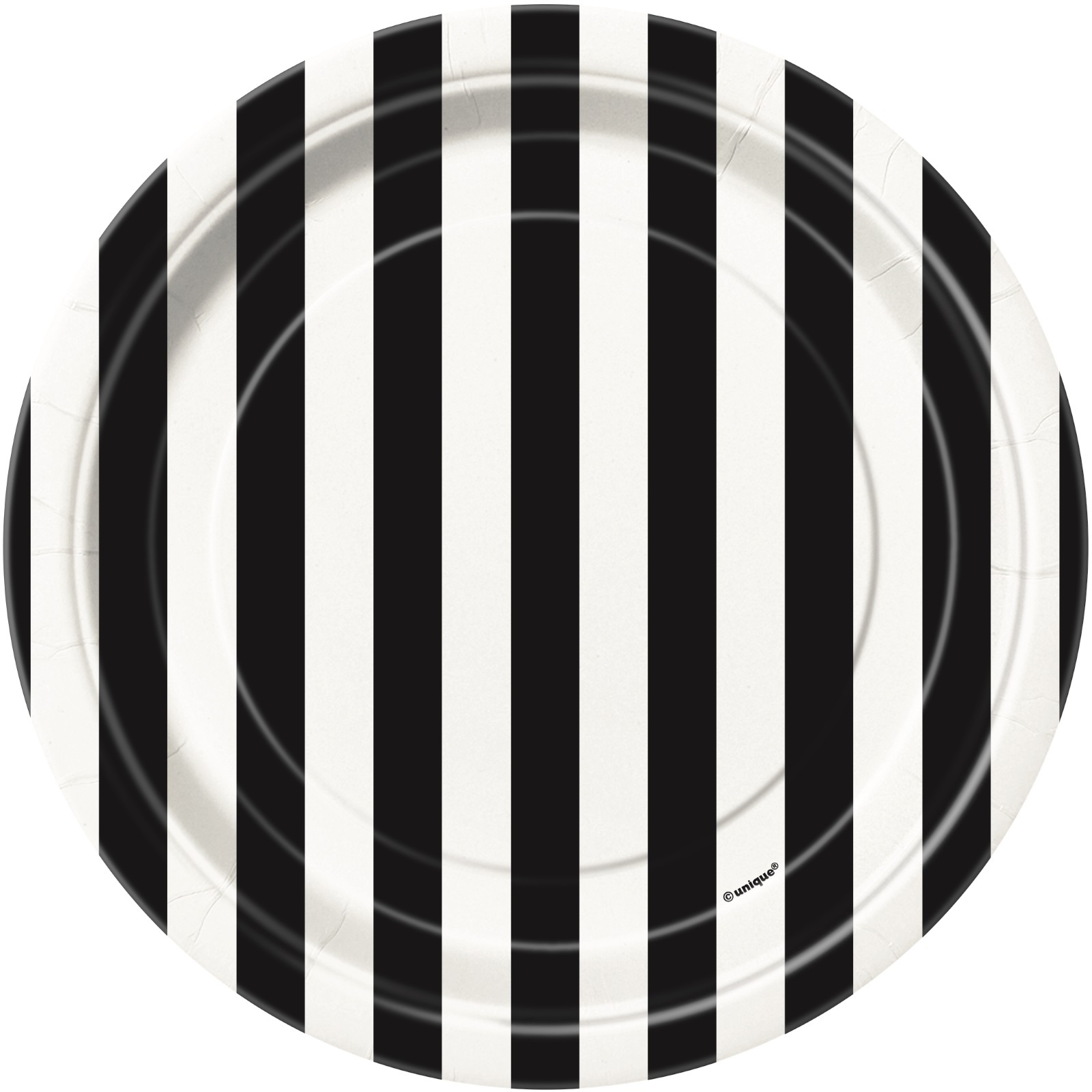 Black and White Striped Small Paper Plates (Pack of 8)