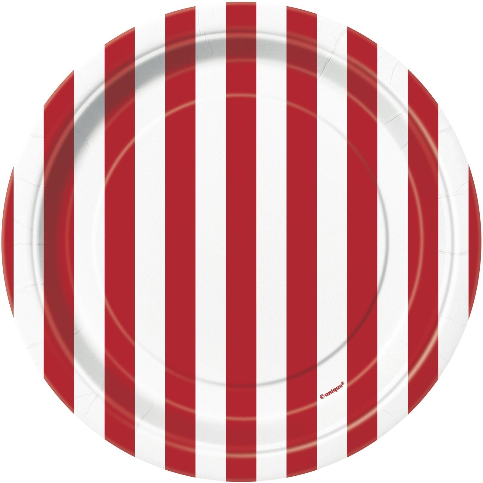 Red and White Striped Small Paper Plates (Pack of 8)