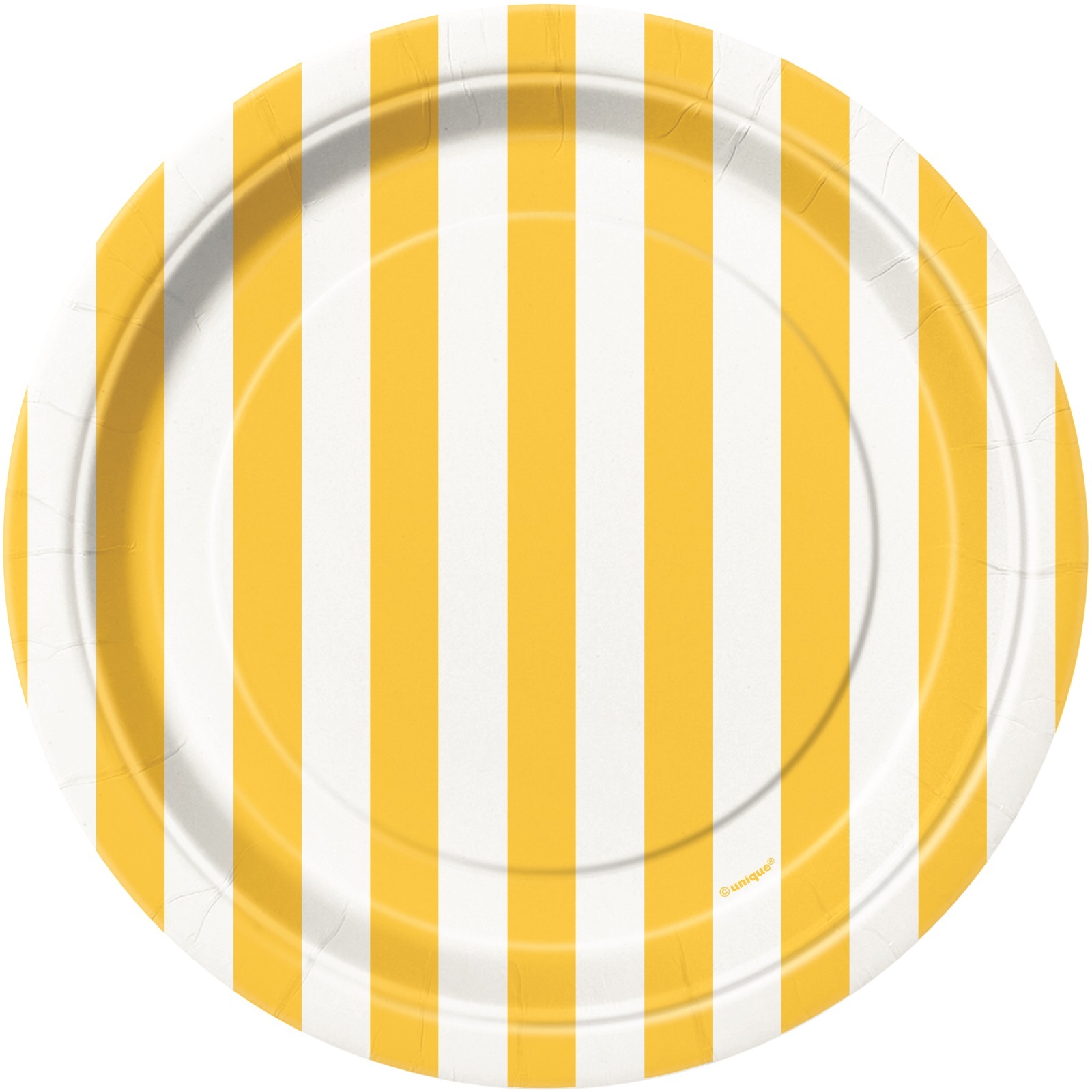 Yellow and White Striped Small Paper Plates (Pack of 8)