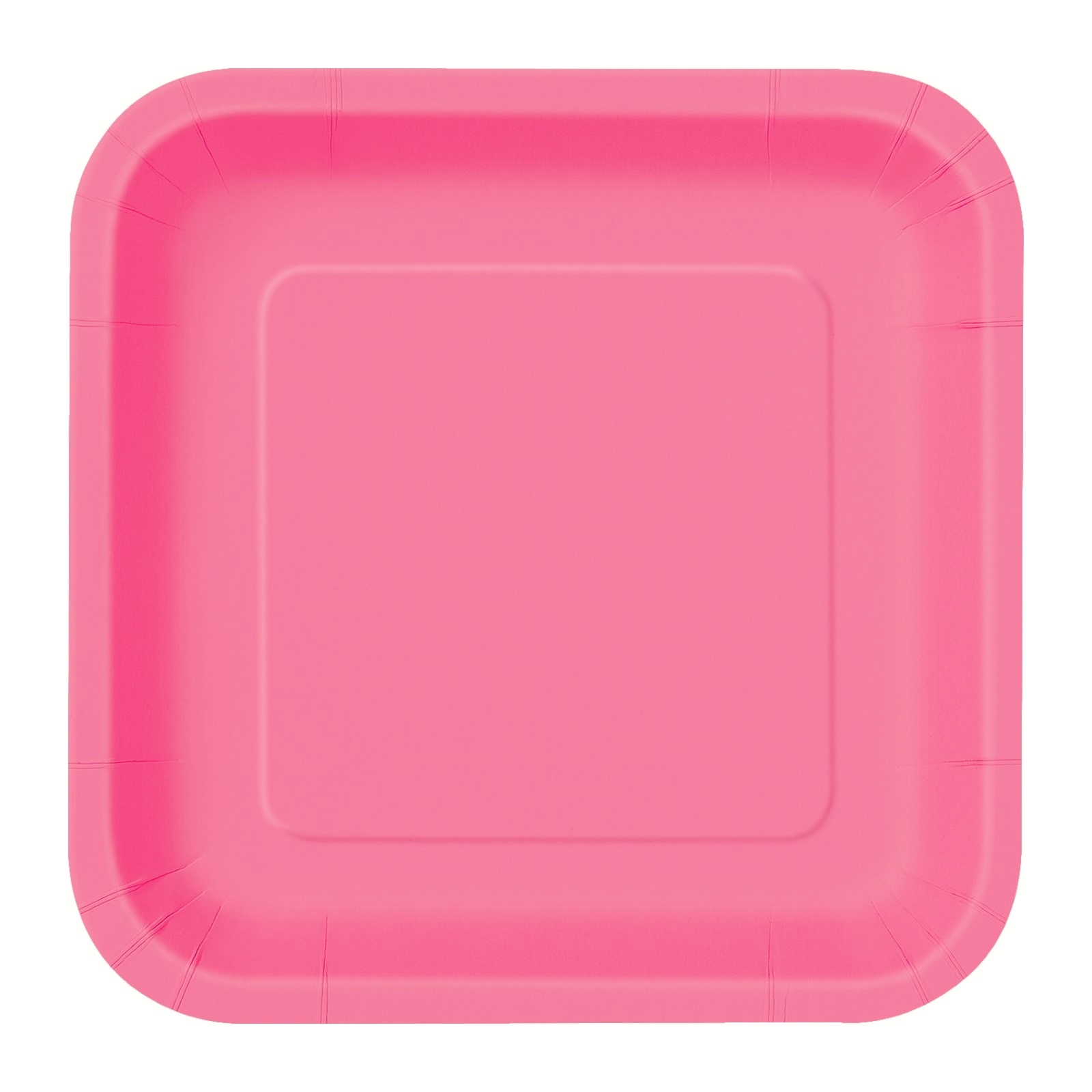Hot Pink Small Square Paper Plates (Pack of 16)