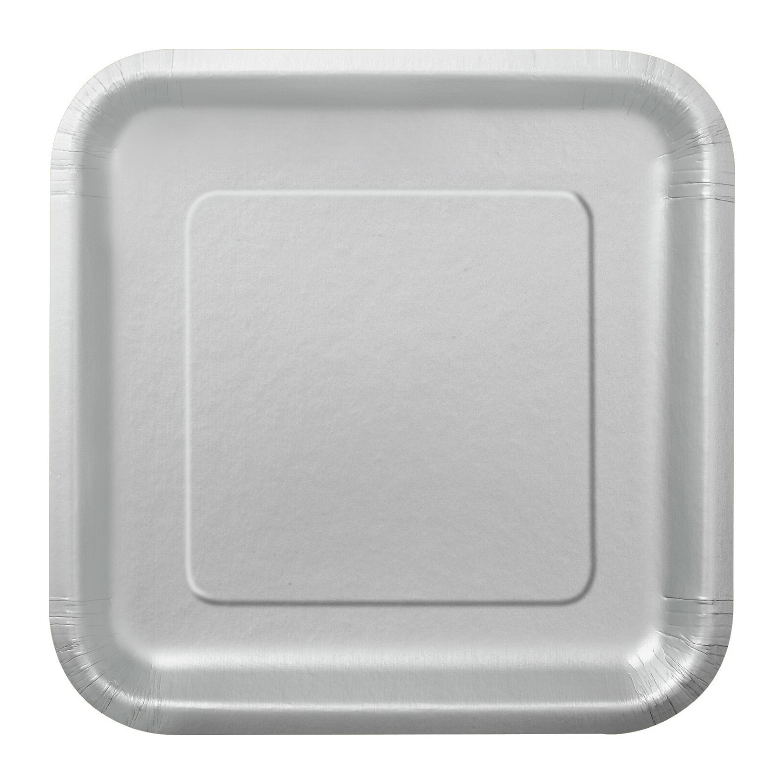 Silver Small Square Paper Plates (Pack of 16)