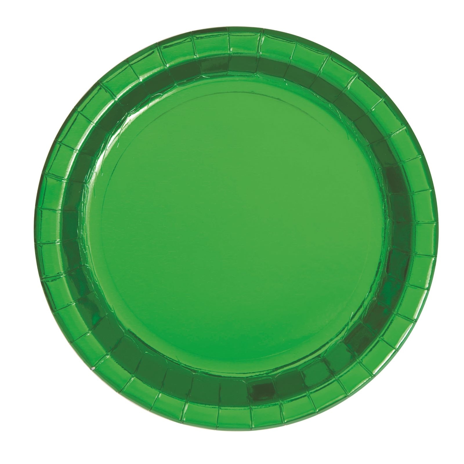 Green Foil Small Round Paper Plates (Pack of 8)