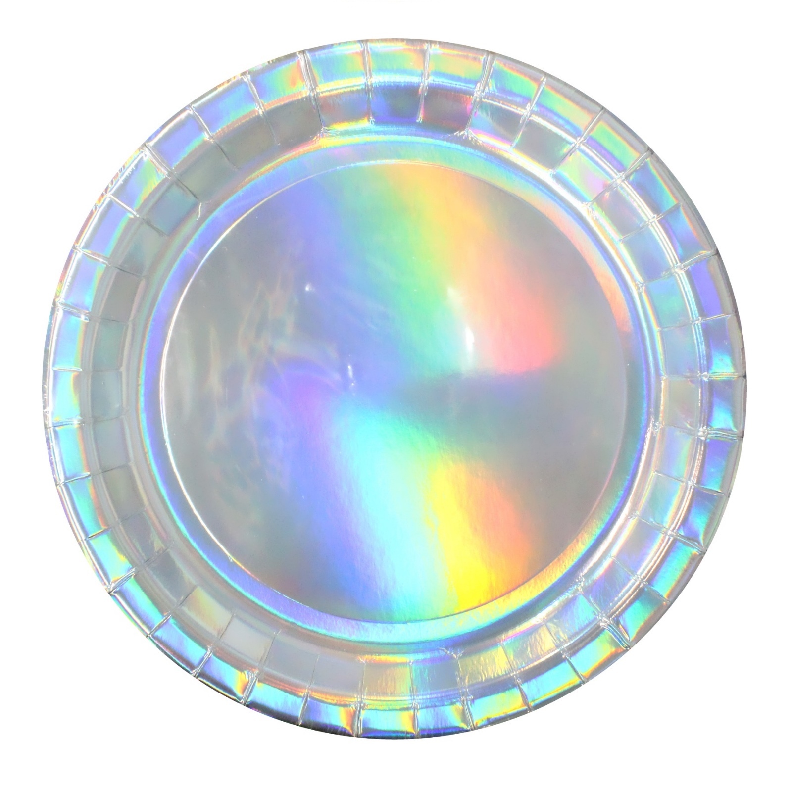 Silver Iridescent Small Round Paper Plates (Pack of 8)