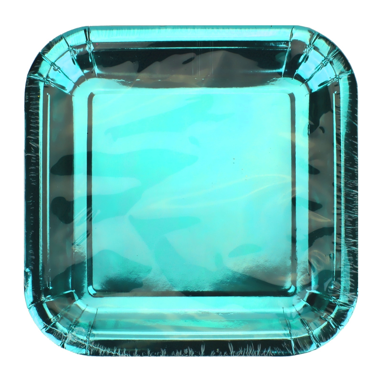 Teal Foil Small Square Paper Plates (Pack of 10)