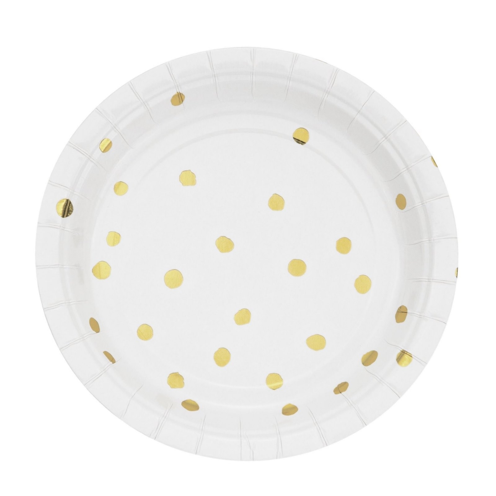 White and Gold Foil Confetti Dots Small Paper Plates (Pack of 8)