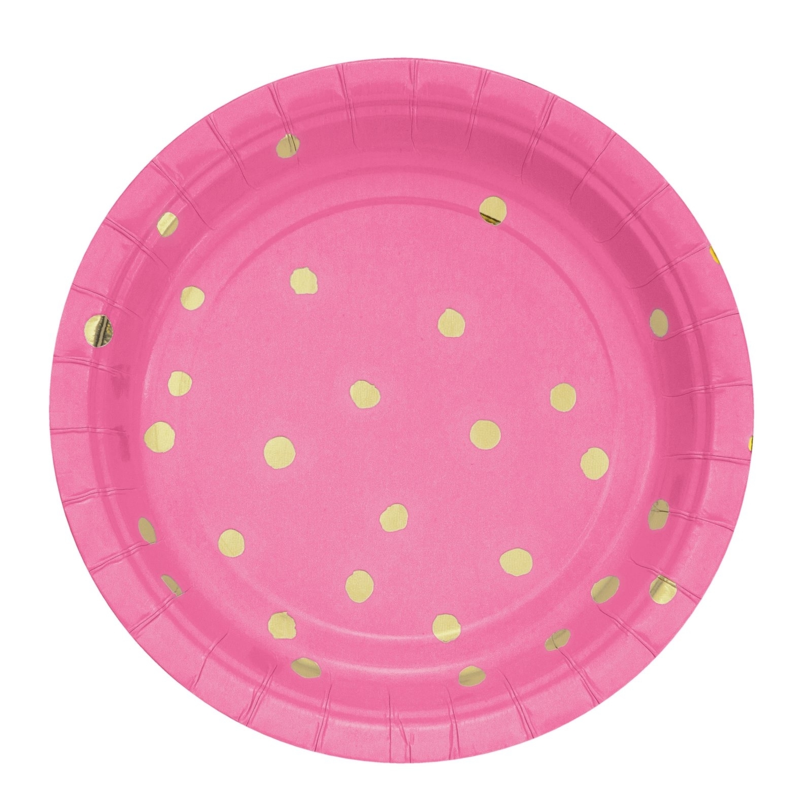 Pink and Gold Foil Confetti Dots Small Paper Plates (Pack of 8)