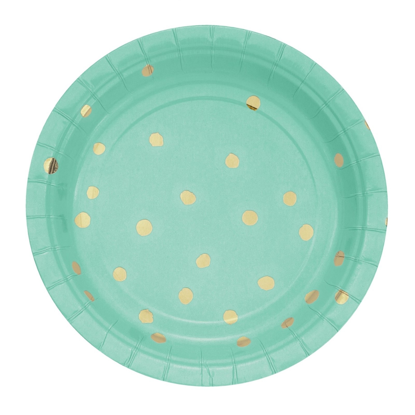 Mint Green and Gold Foil Confetti Dots Small Paper Plates (Pack of 8)