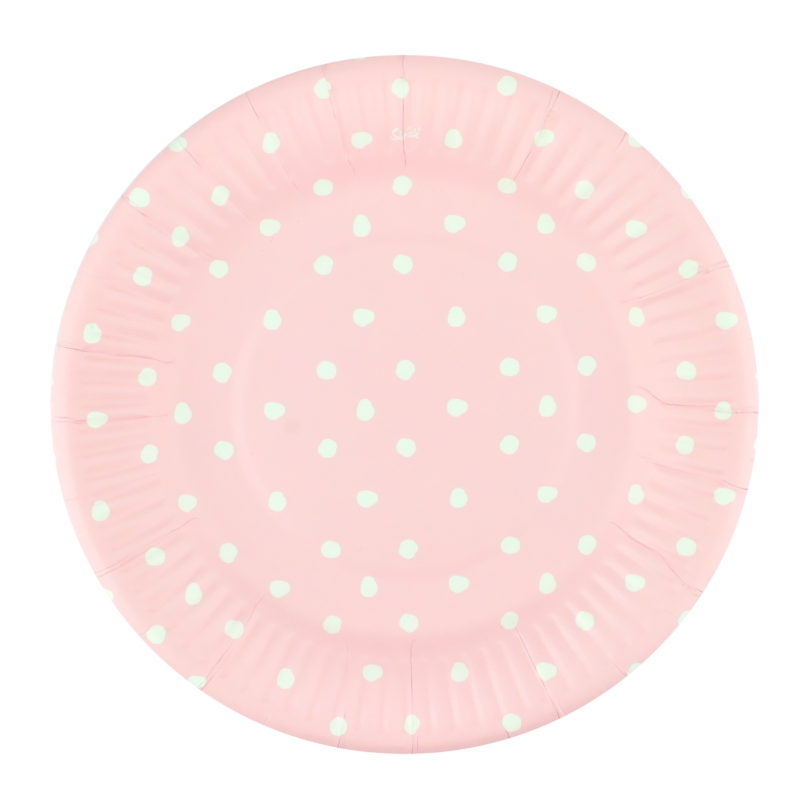 Pastel Pink and White Dot Small Paper Plates (Pack of 12)