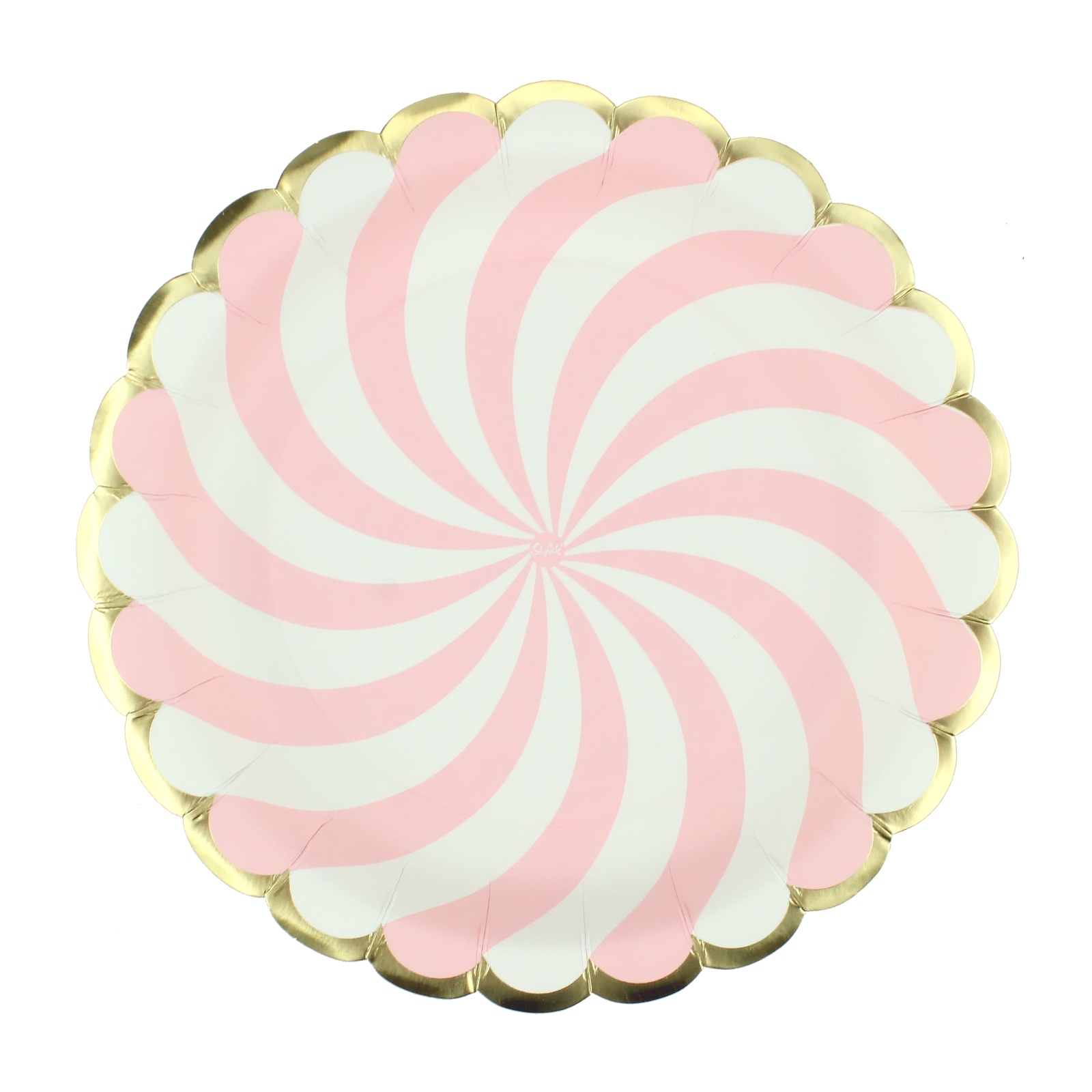 Pastel Pink and White Swirl Small Paper Plates (Pack of 12)