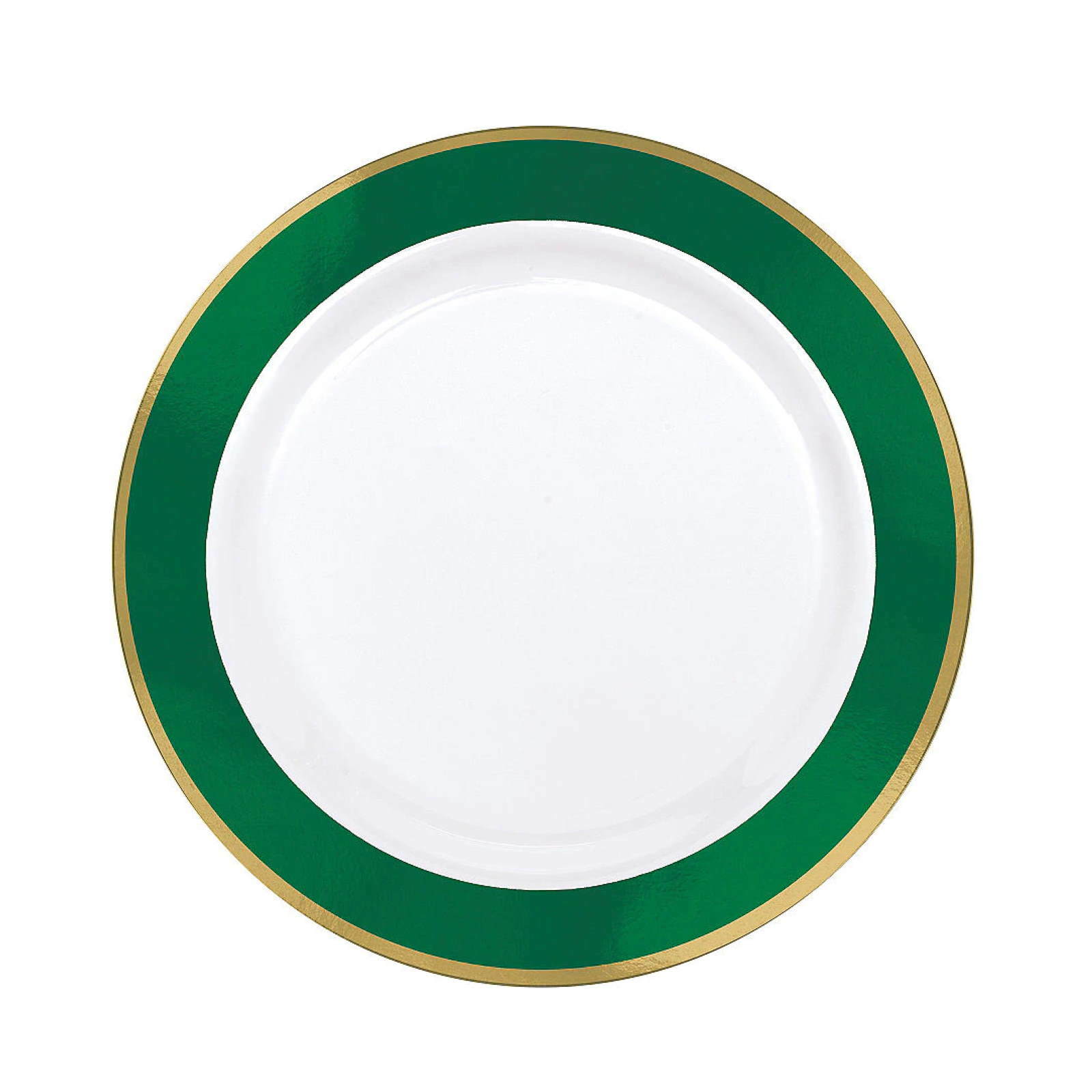 Green Metallic Border Premium Small Plastic Plates (Pack of 10)