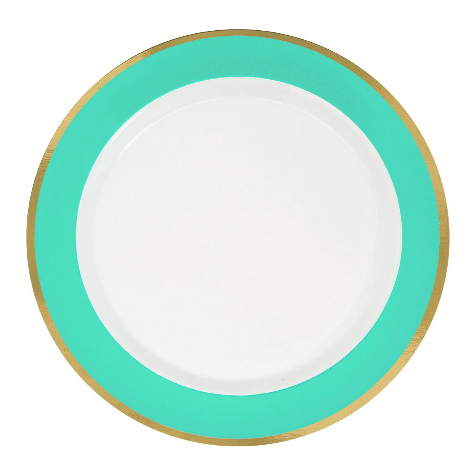 Mint Green Metallic Border Premium Small Plastic Plates (Pack of 10)
