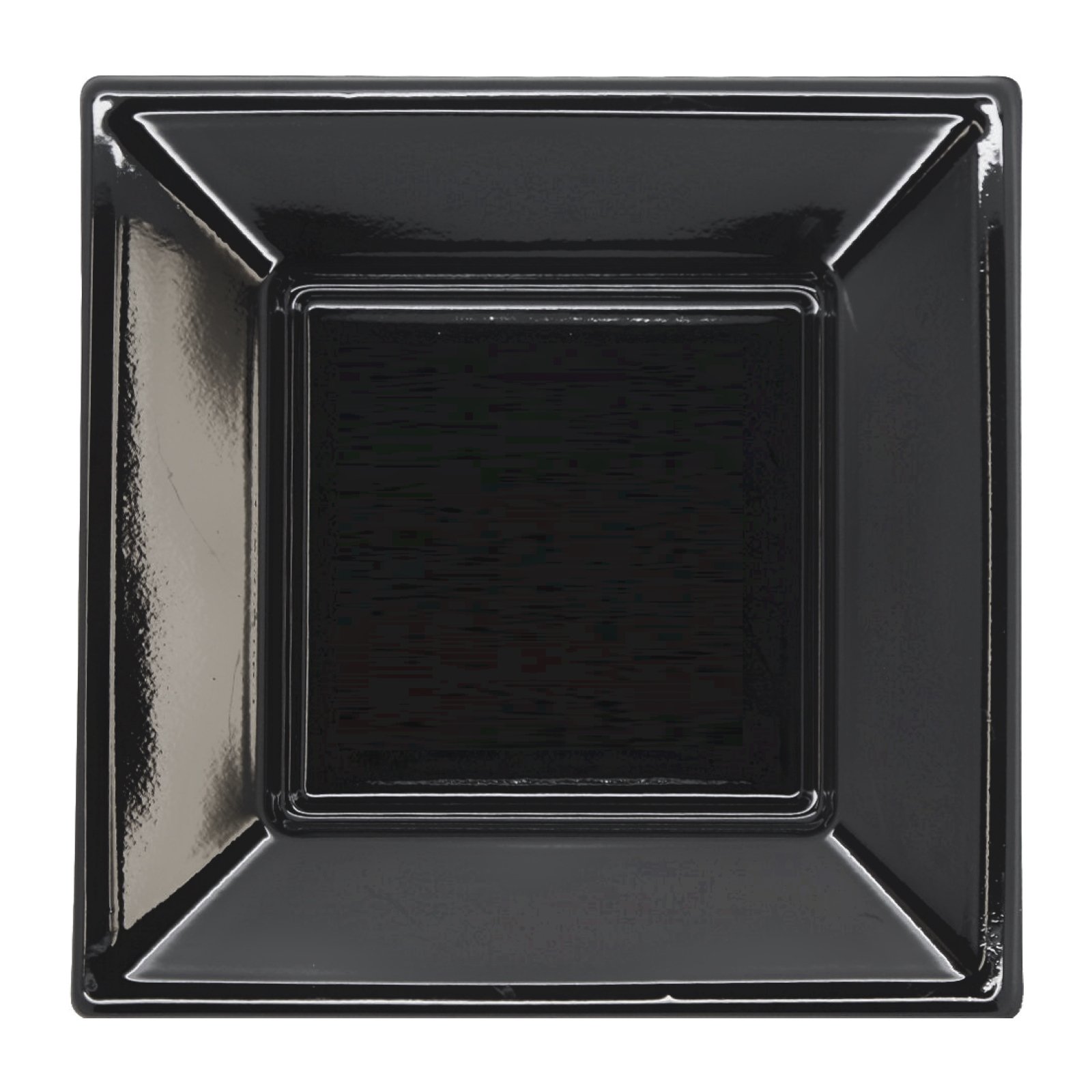Black Small Square Plastic Plates (Pack of 8)