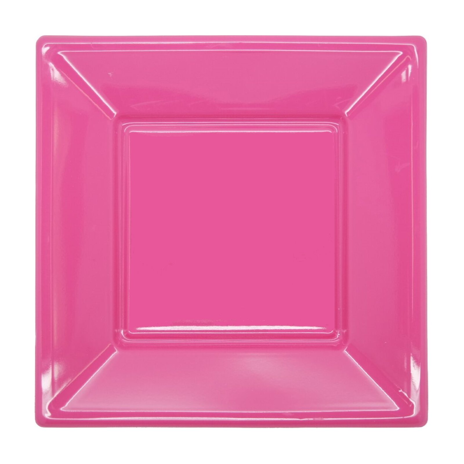 Hot Pink Small Square Plastic Plates (Pack of 8)