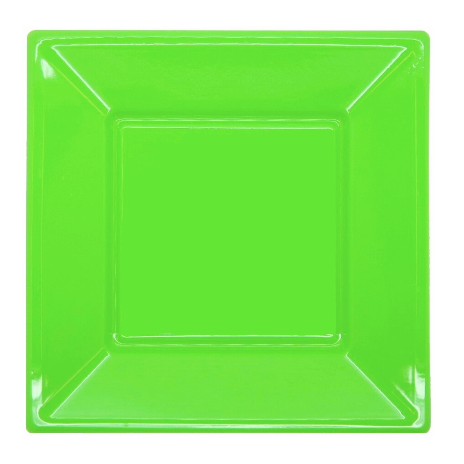 Lime Green Small Square Plastic Plates (Pack of 8)