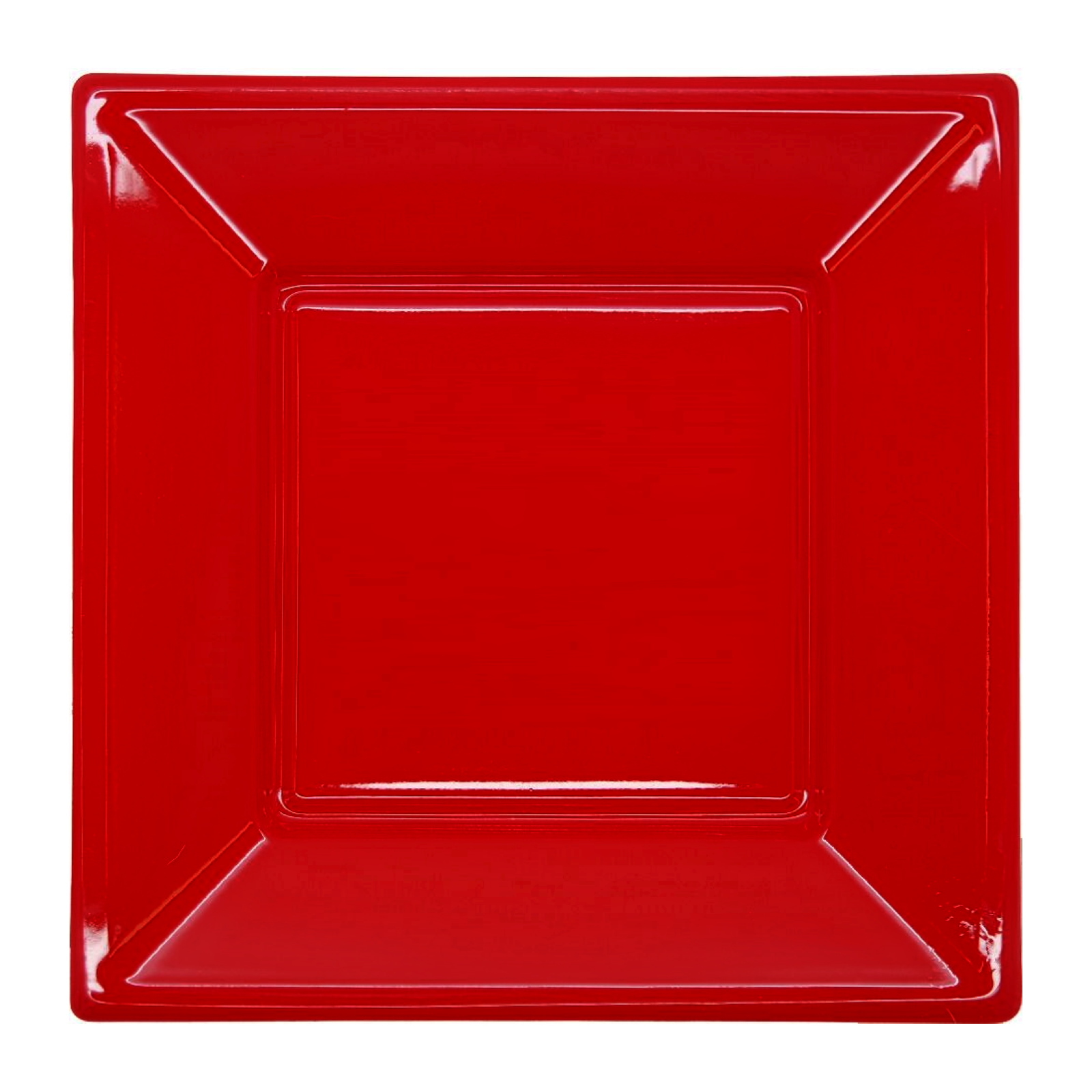 Red Small Square Plastic Plates (Pack of 8)
