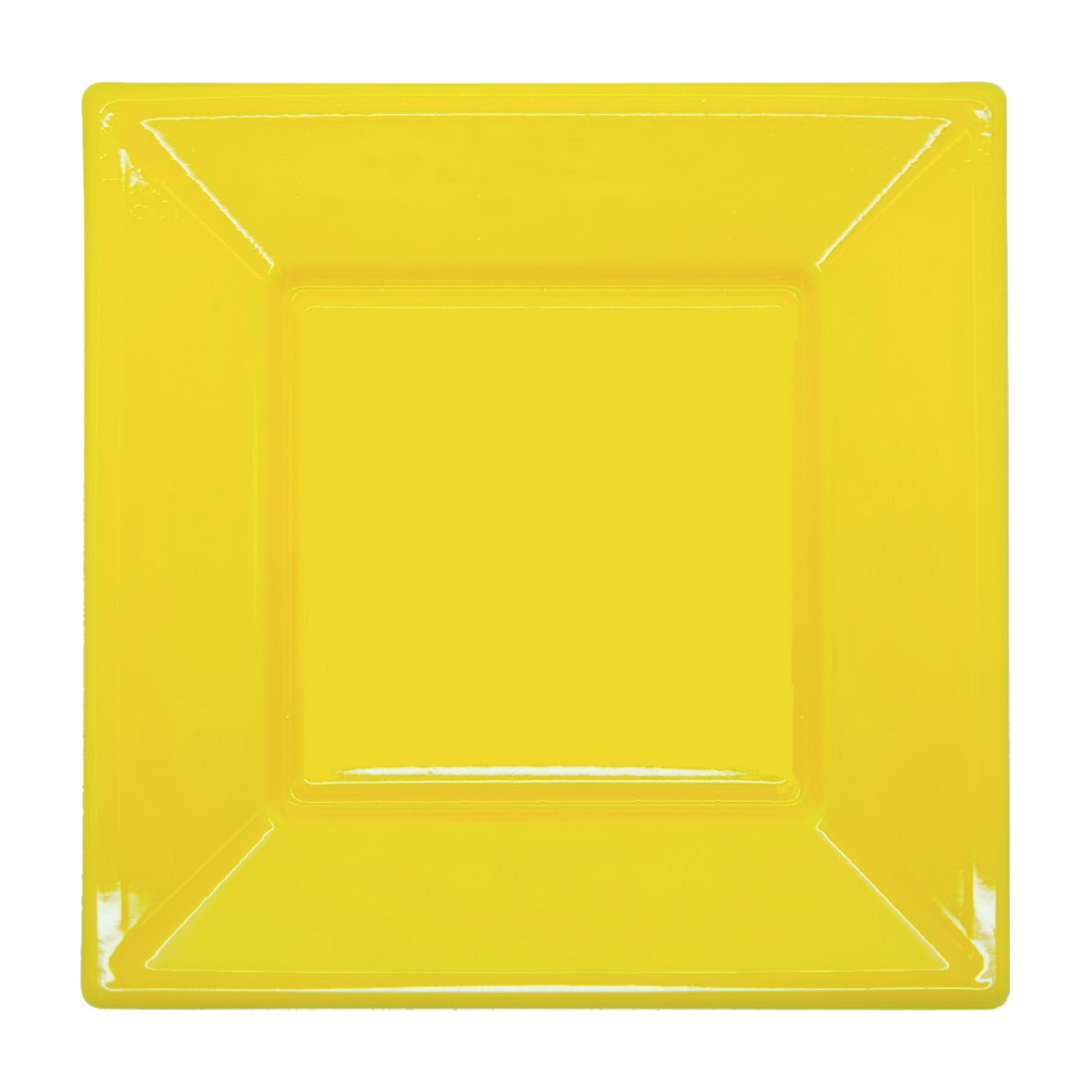 Yellow Small Square Plastic Plates (Pack of 8)