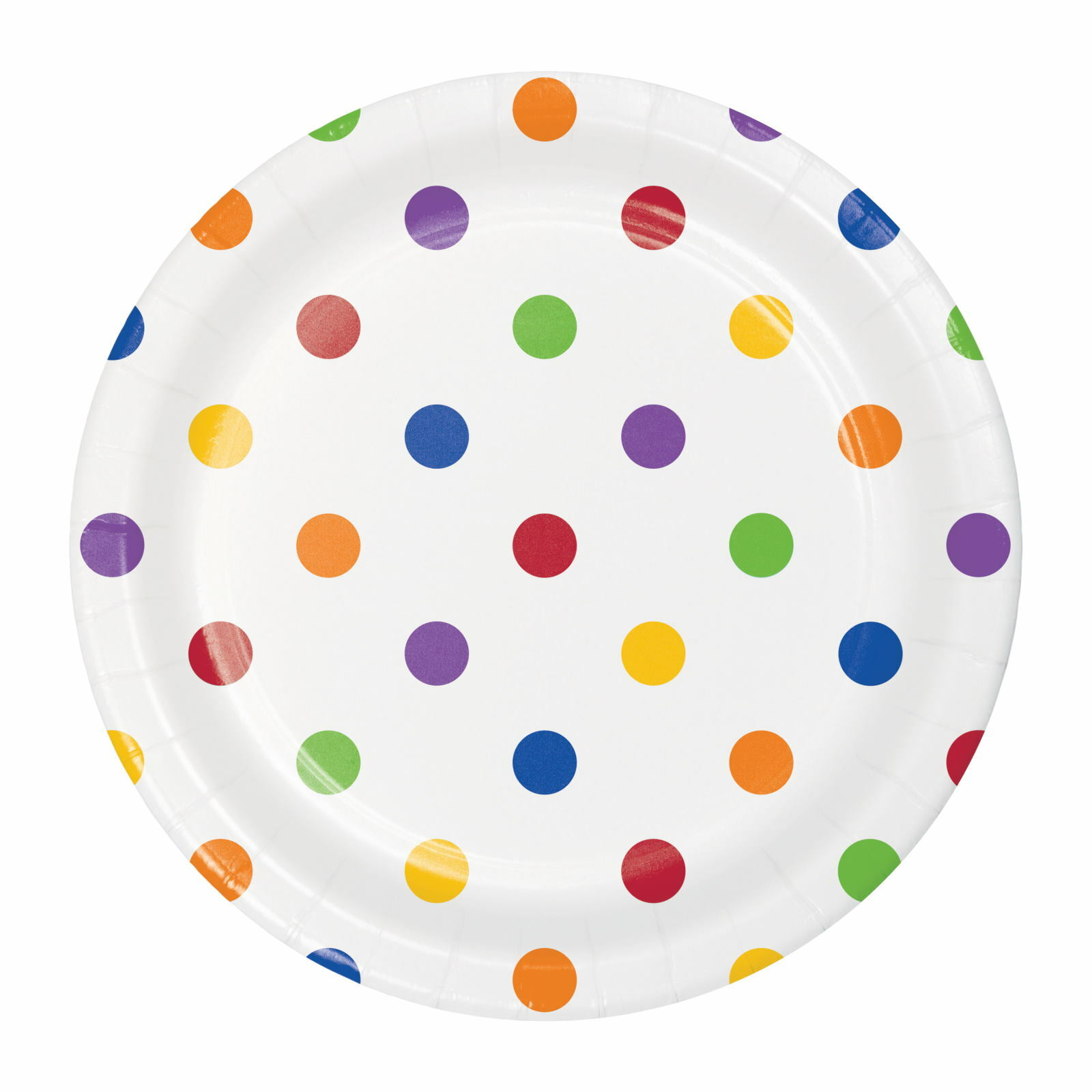 Rainbow and White Polka Dot Small Paper Plates (Pack of 8)