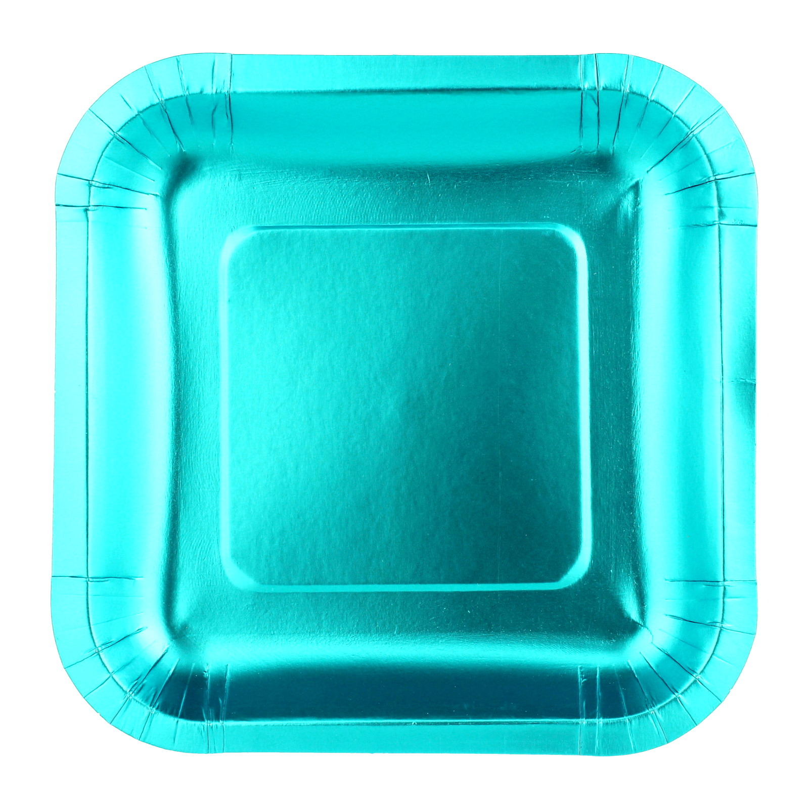 Blue Foil Square Small Paper Plates (Pack of 12)