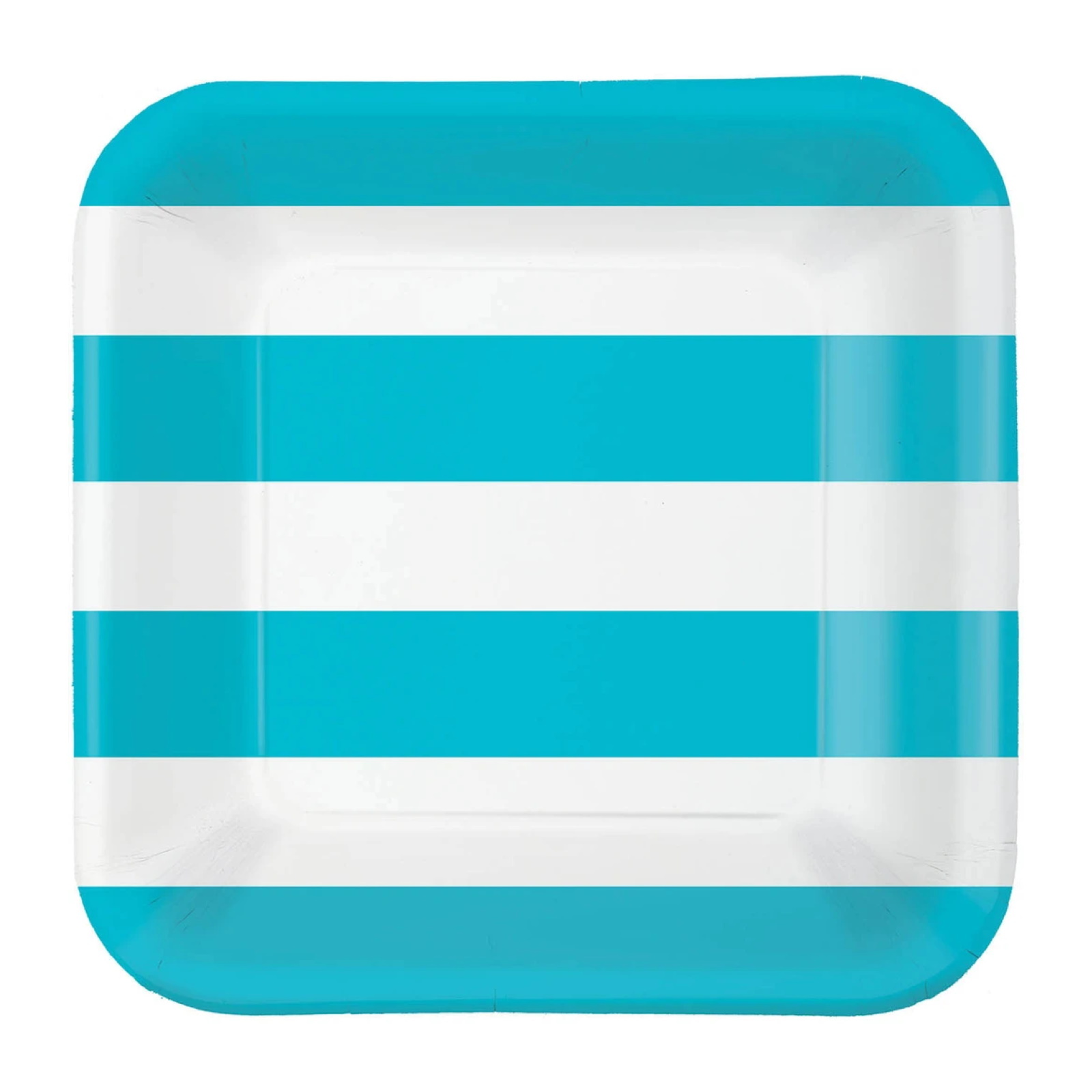 Caribbean Blue And White Stripe Small Paper Plates (Bulk Pack of 40)