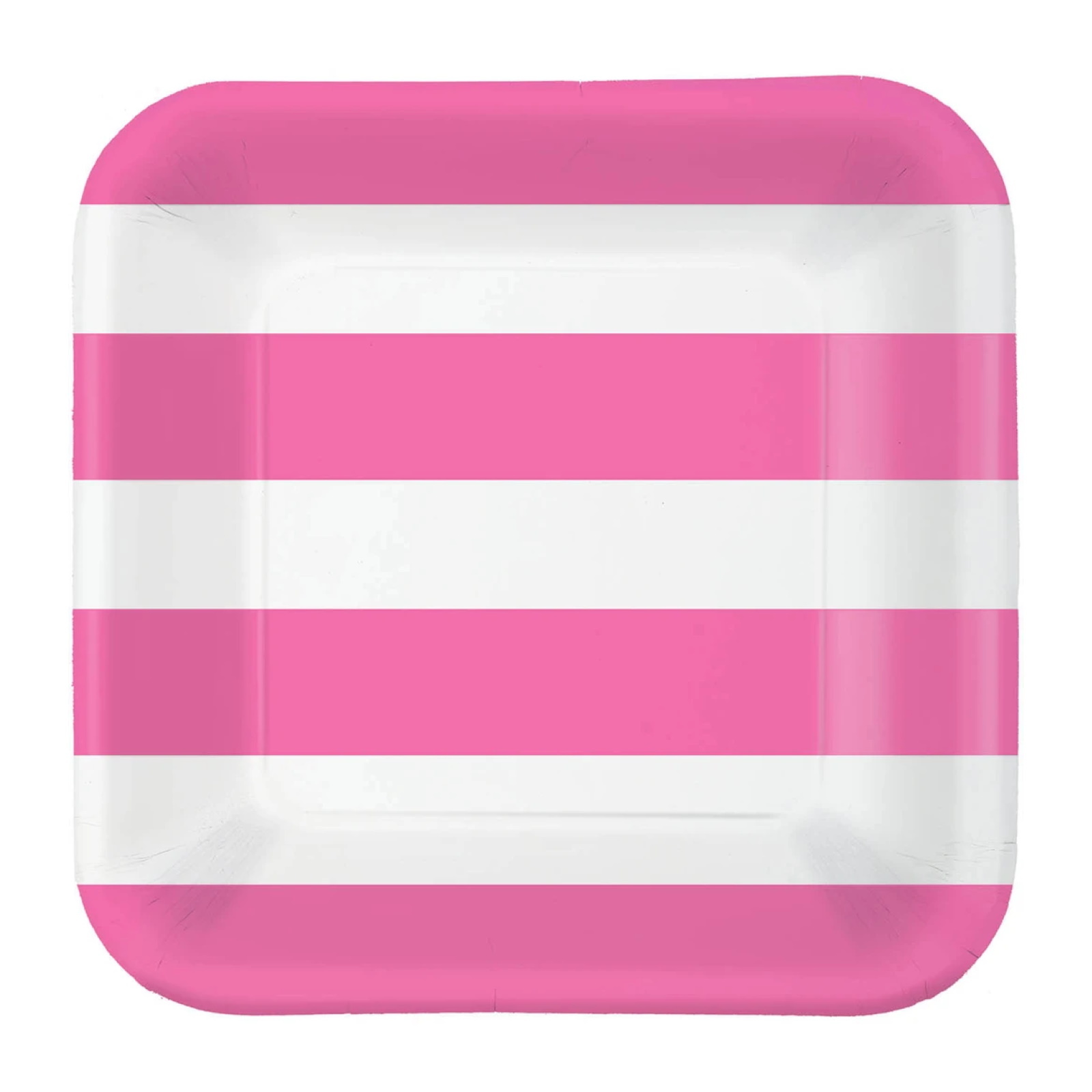 Hot Pink and White Striped Small Paper Plates (Bulk Pack of 40)