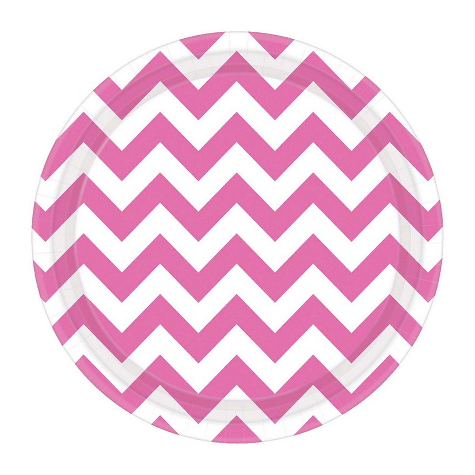Hot Pink Chevron Round Paper Plates 18cm (Pack of 8)