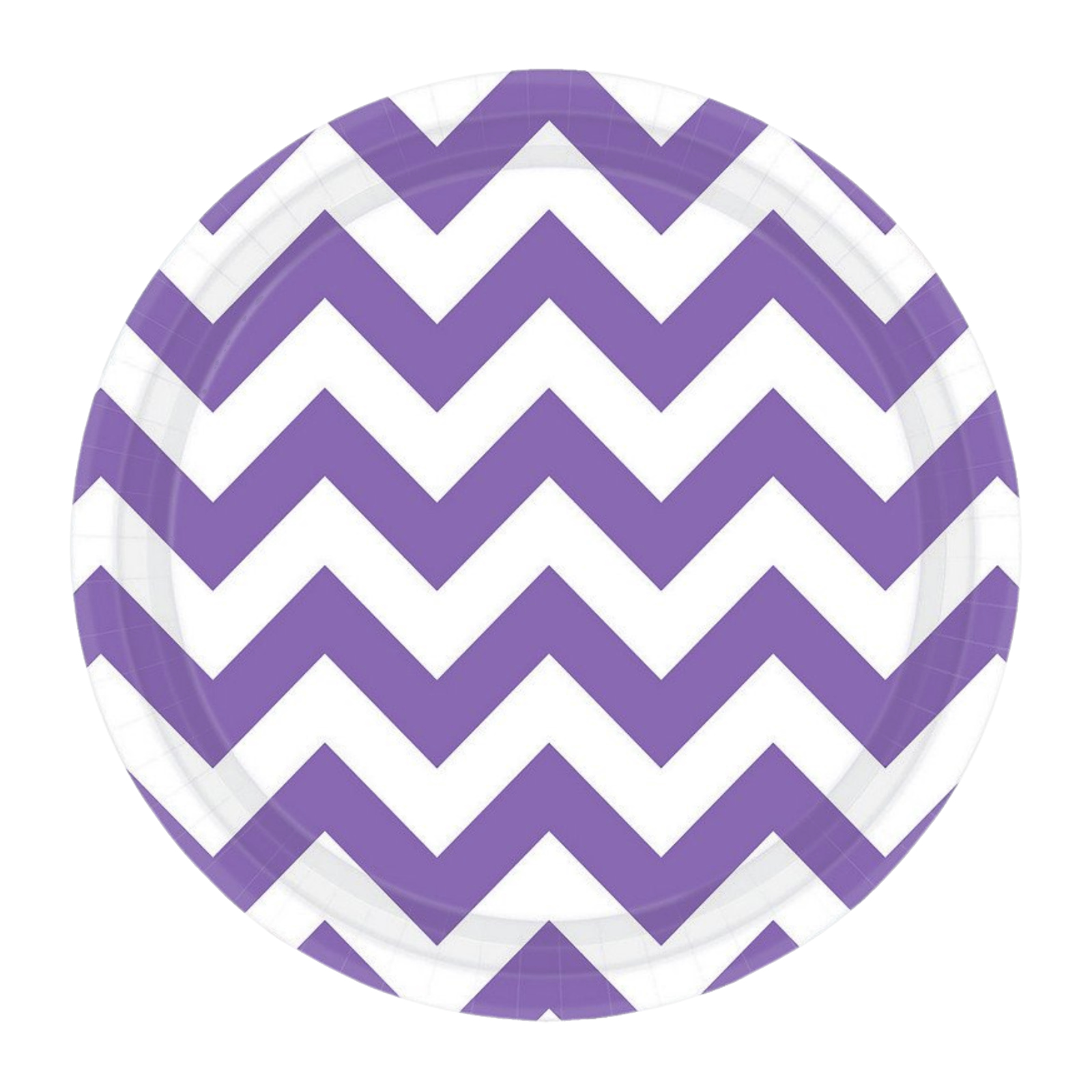 Purple Chevron Round Paper Plates 18cm (Pack of 8)