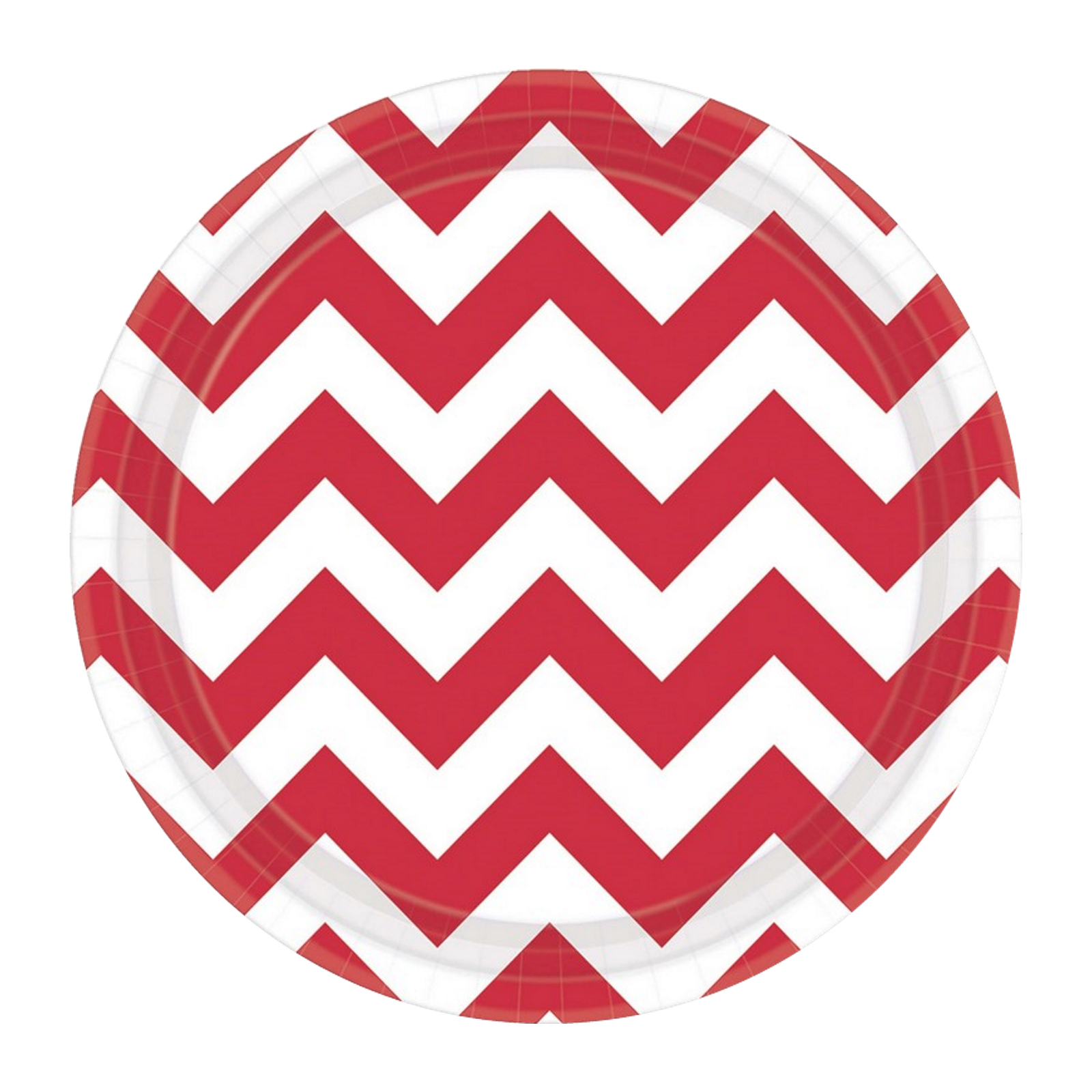 Apple Red Chevron Round Paper Plates 18cm (Pack of 8)