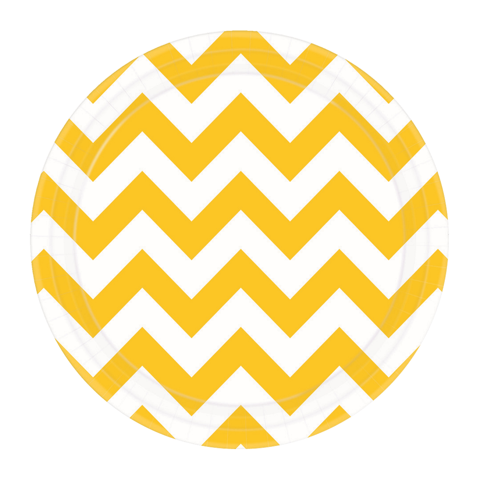 Yellow Chevron Round Paper Plates 18cm (Pack of 8)