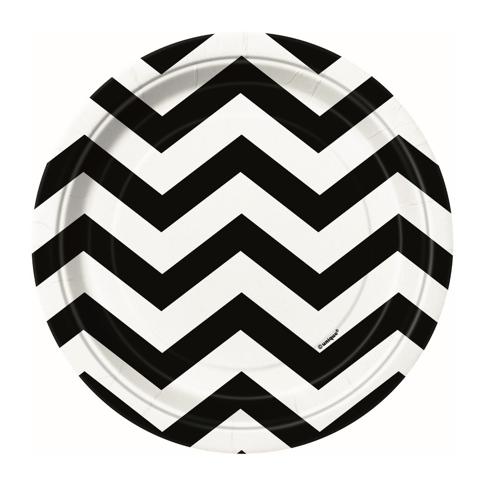 Midnight Black Chevron Small Paper Plates (Pack of 8)