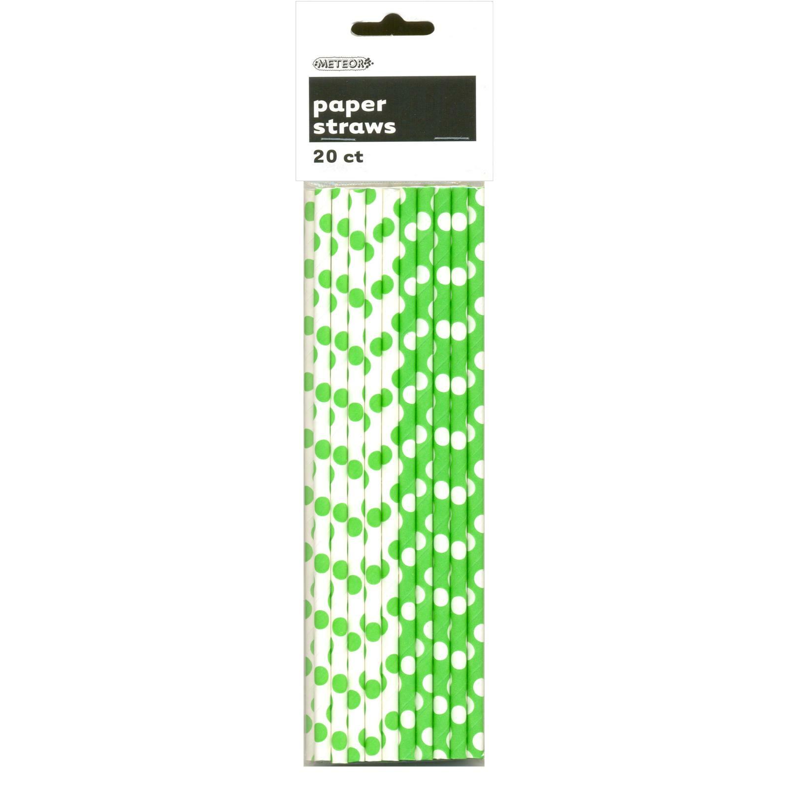 Lime Green Polkadot Paper Straws (Pack of 20)