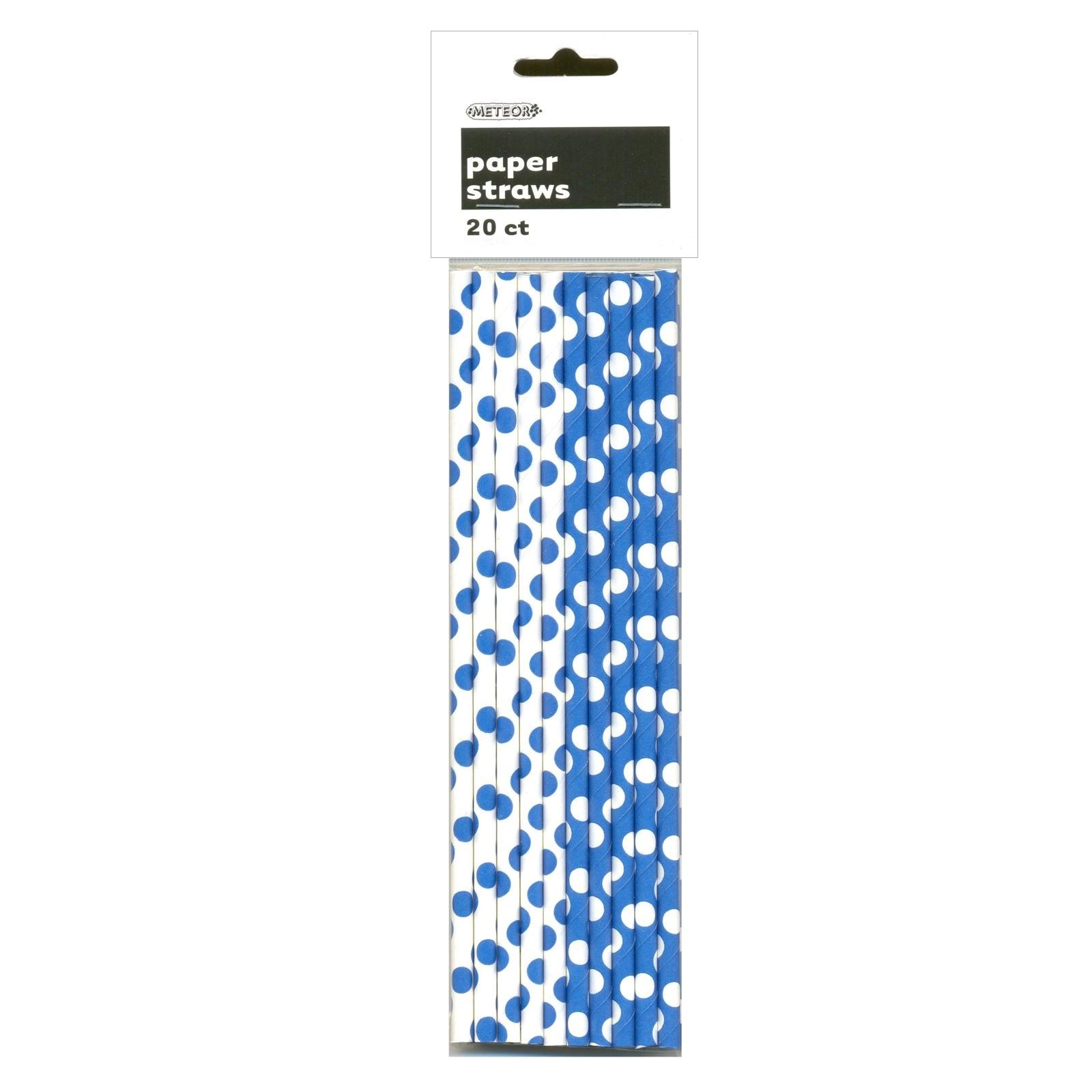 Blue Polkadot Paper Straws (Pack of 20)