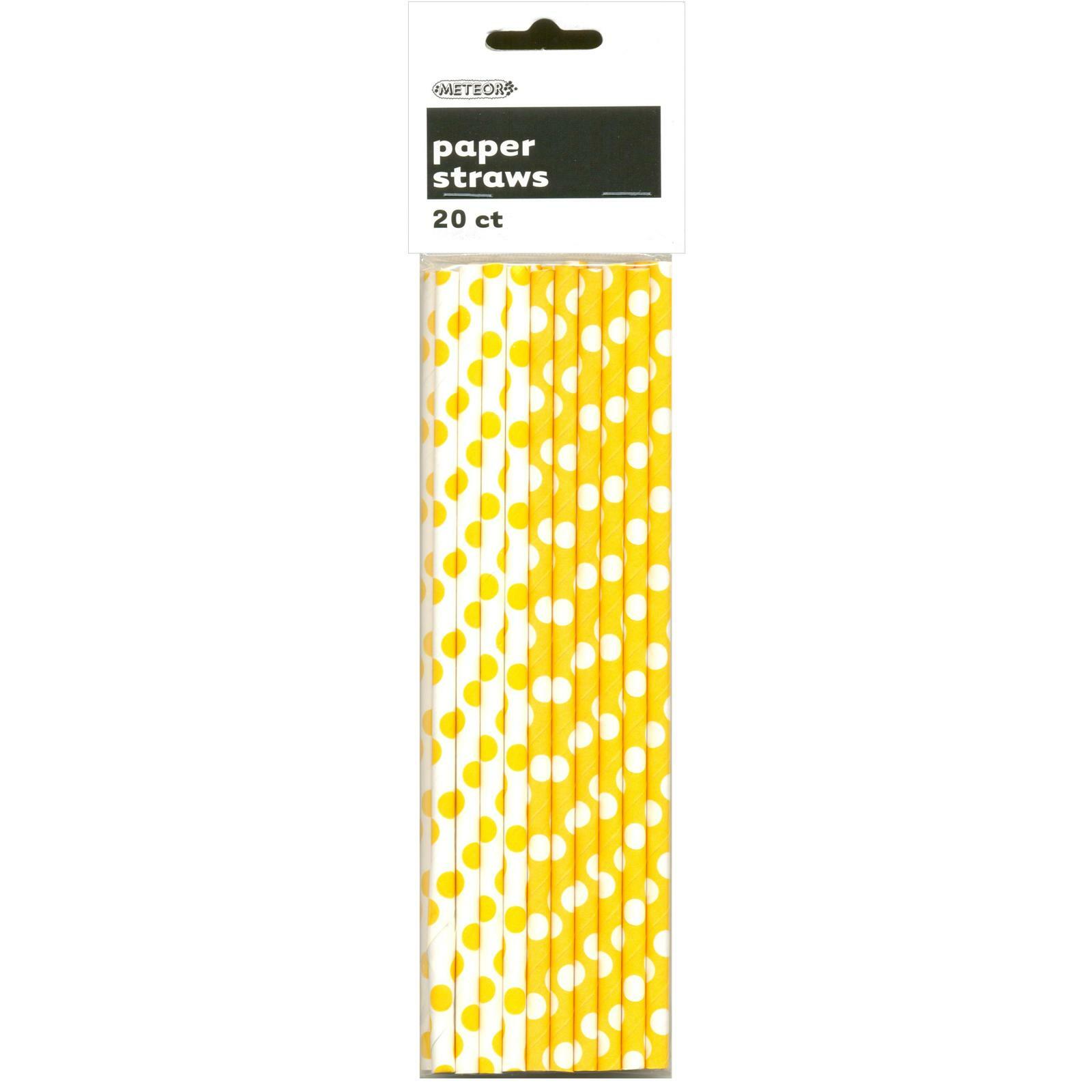 Yellow Polkadot Paper Straws (Pack of 20)