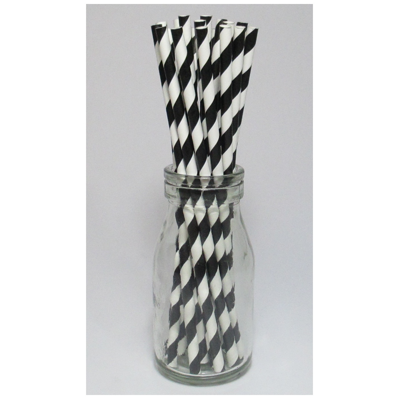 Black Striped Paper Straws (Pack of 25)