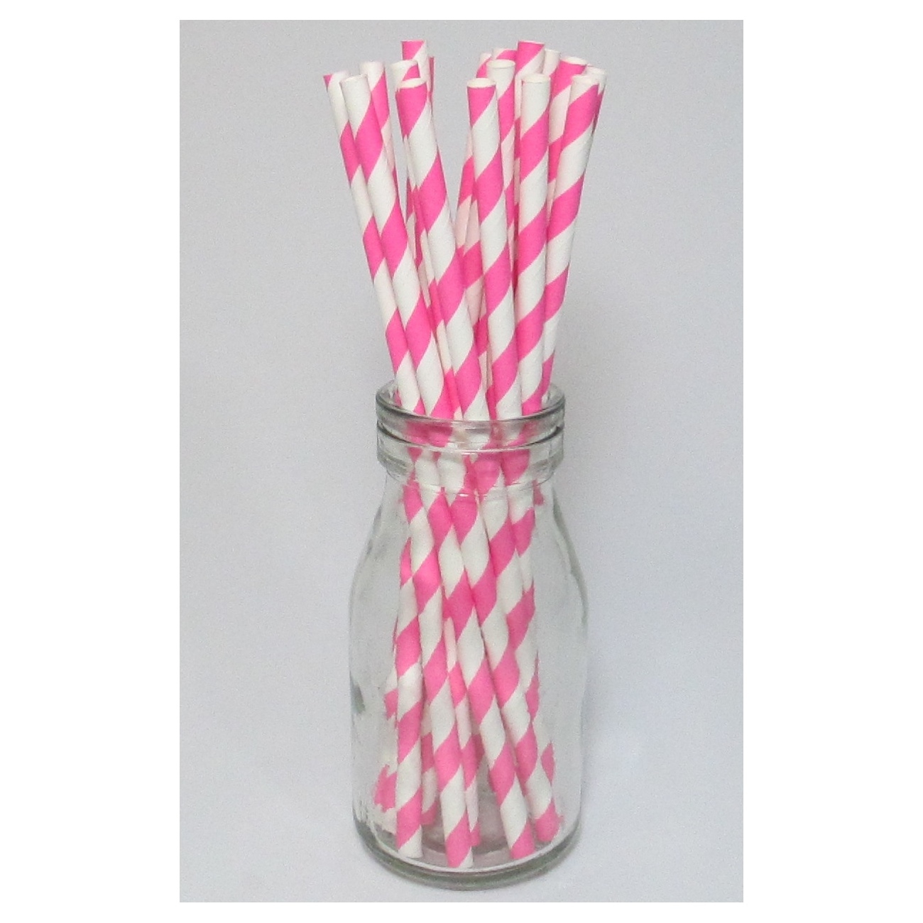 Hot Pink Striped Paper Straws (Pack of 25)