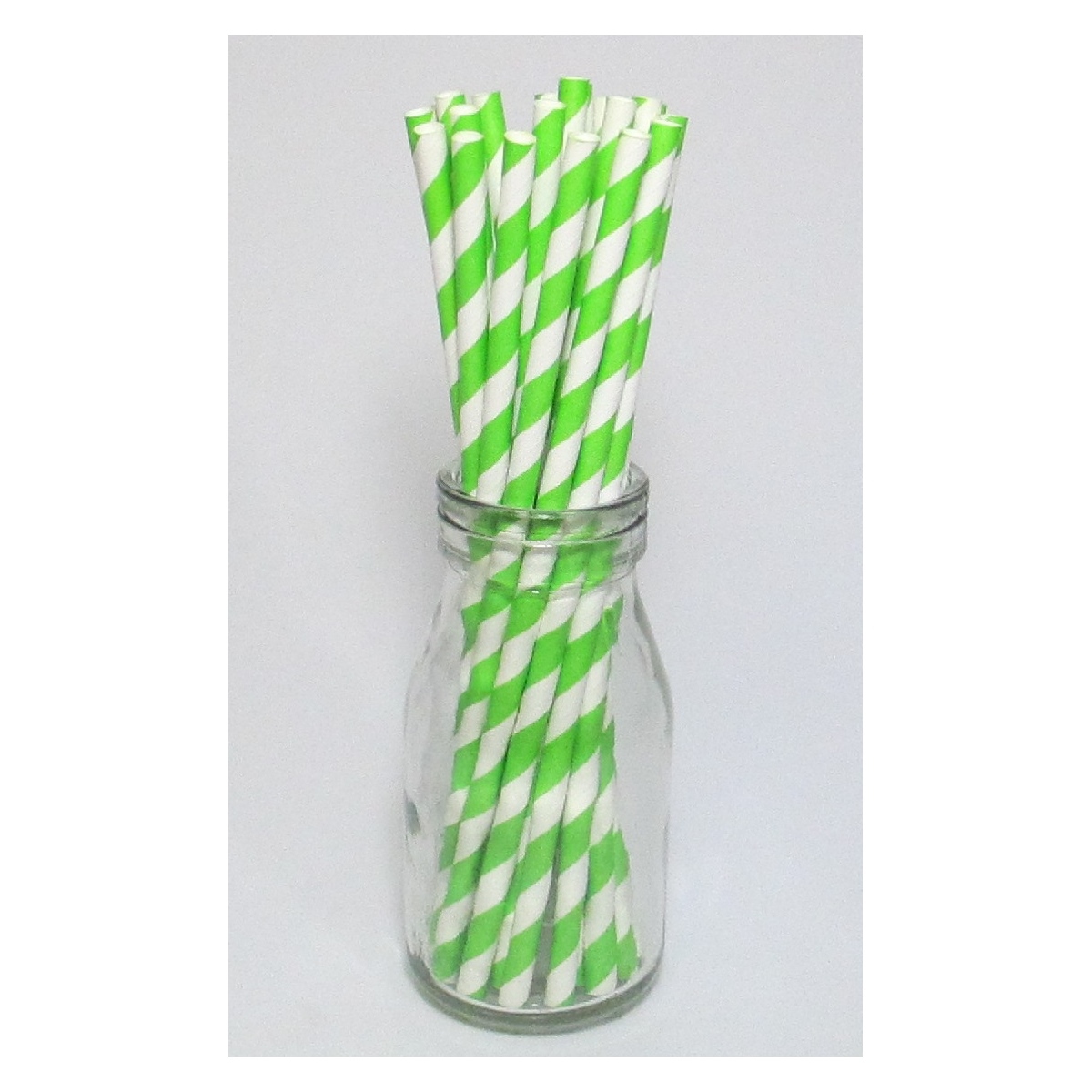 Lime Green Striped Paper Straws (Pack of 25)