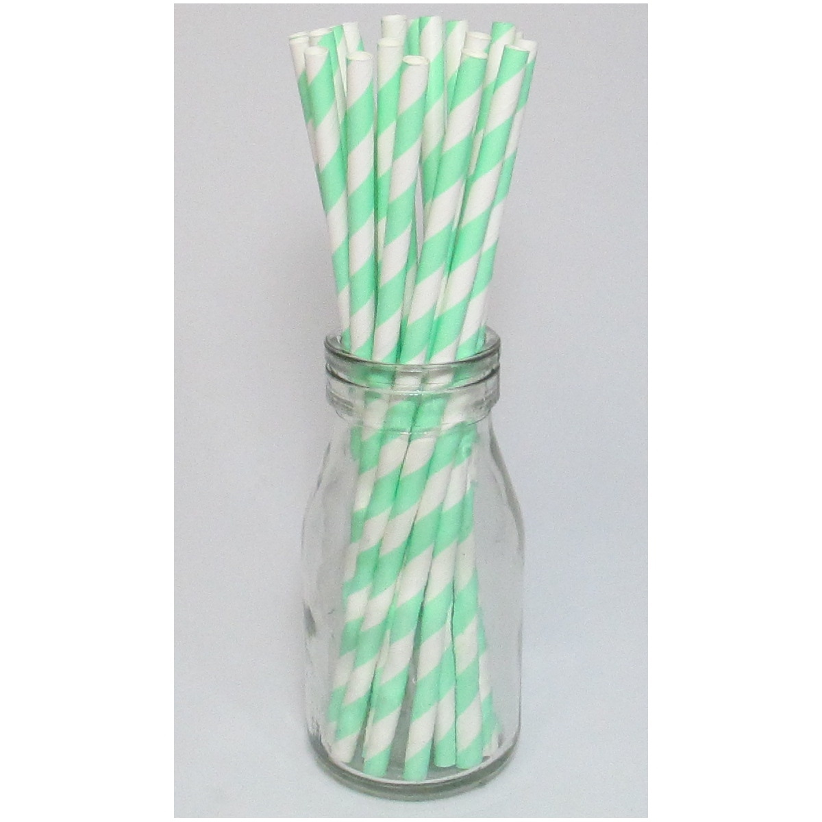 Mint Green Striped Paper Straws (Pack of 25)