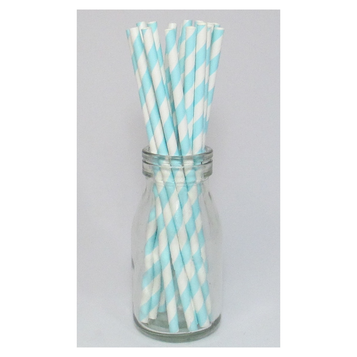 Light Blue Striped Paper Straws (Pack of 25)