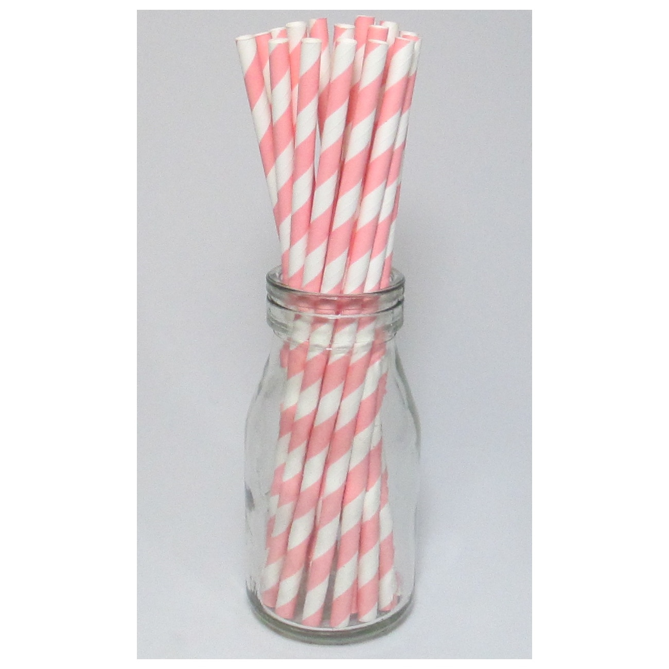 Light Pink Striped Paper Straws (Pack of 25)