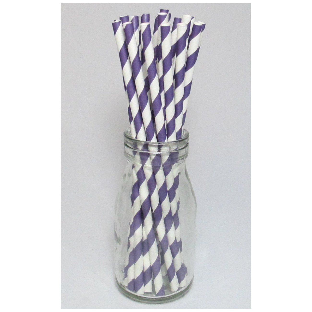Purple Striped Paper Straws (Pack of 25)