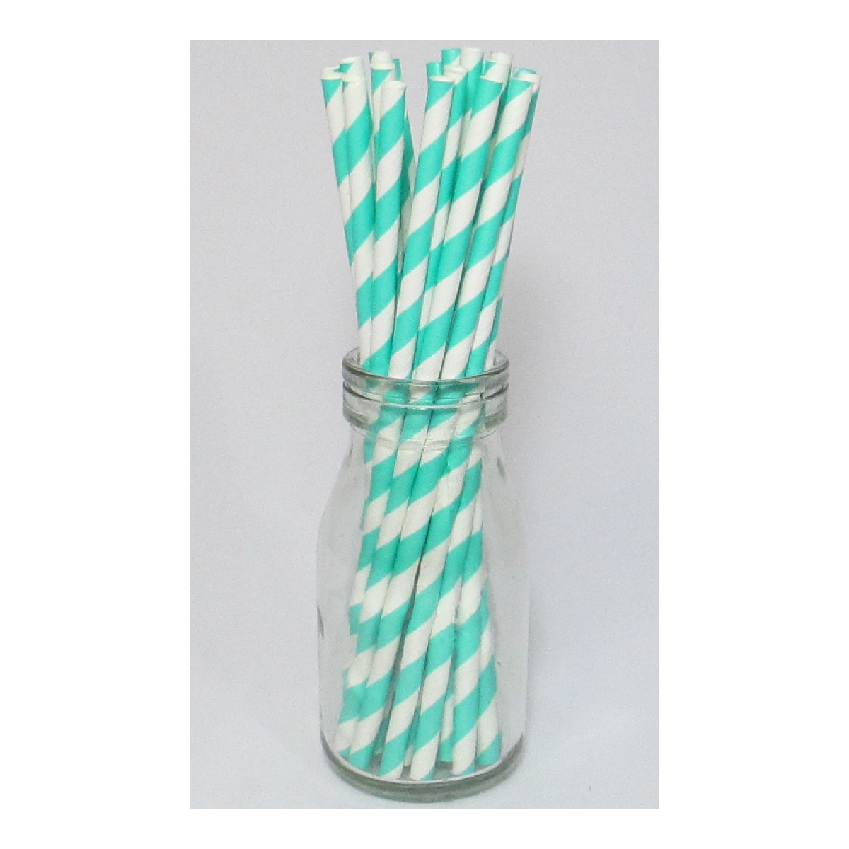 Turquoise Striped Paper Straws (Pack of 25)