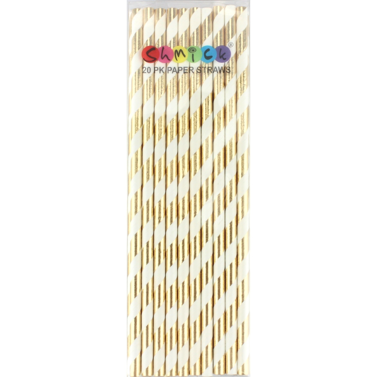 Gold Foil and White Striped Paper Straws (Pack of 20)